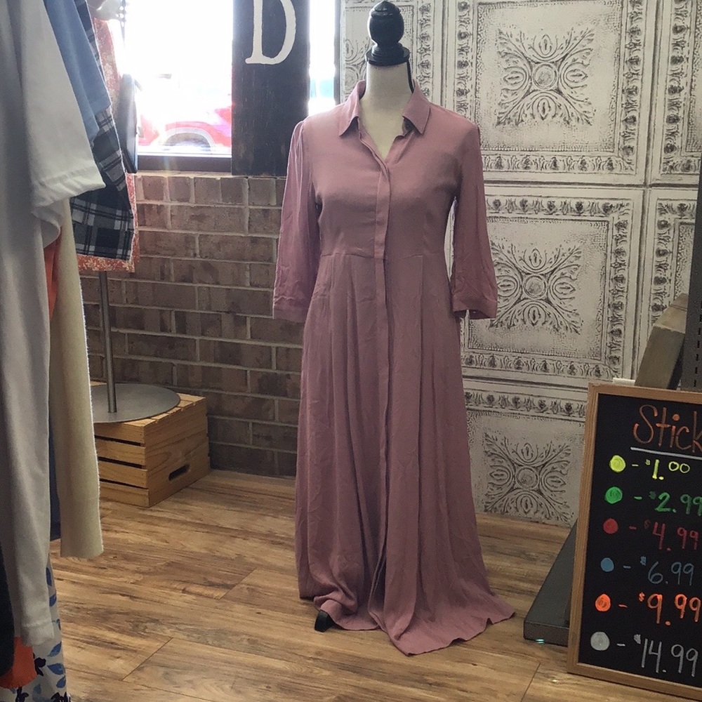 Button down midi length dress